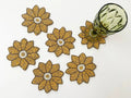 Yellow Flower Bead Coasters - Set of 6