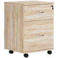 Compact Wood-Effect Rolling Filing Cabinet with Lockable Drawers