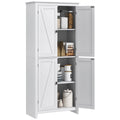 72" Farmhouse Pantry with 4 Barn Doors & Adjustable Shelves, White