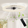 Ceiling Fans with Lights and Remote & App Control, 50 cm Modern LED Ceiling Fan Light with 3 Colour Temperatures, 6 Speed, Timer, Dimmable, Quiet Reversible DC Motor, for Bedroom, Study, White