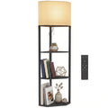 Corner Floor Lamp with Shelves, Dimmable 3-Temp LED, Remote & Chain Switch, Black