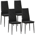 Set of 4 Modern Faux Leather Dining Chairs with Steel Legs, Black