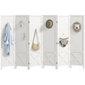 6 Panel Pegboard Display Room Divider, 56.9" Tall Wood Portable Folding Privacy Screen, White