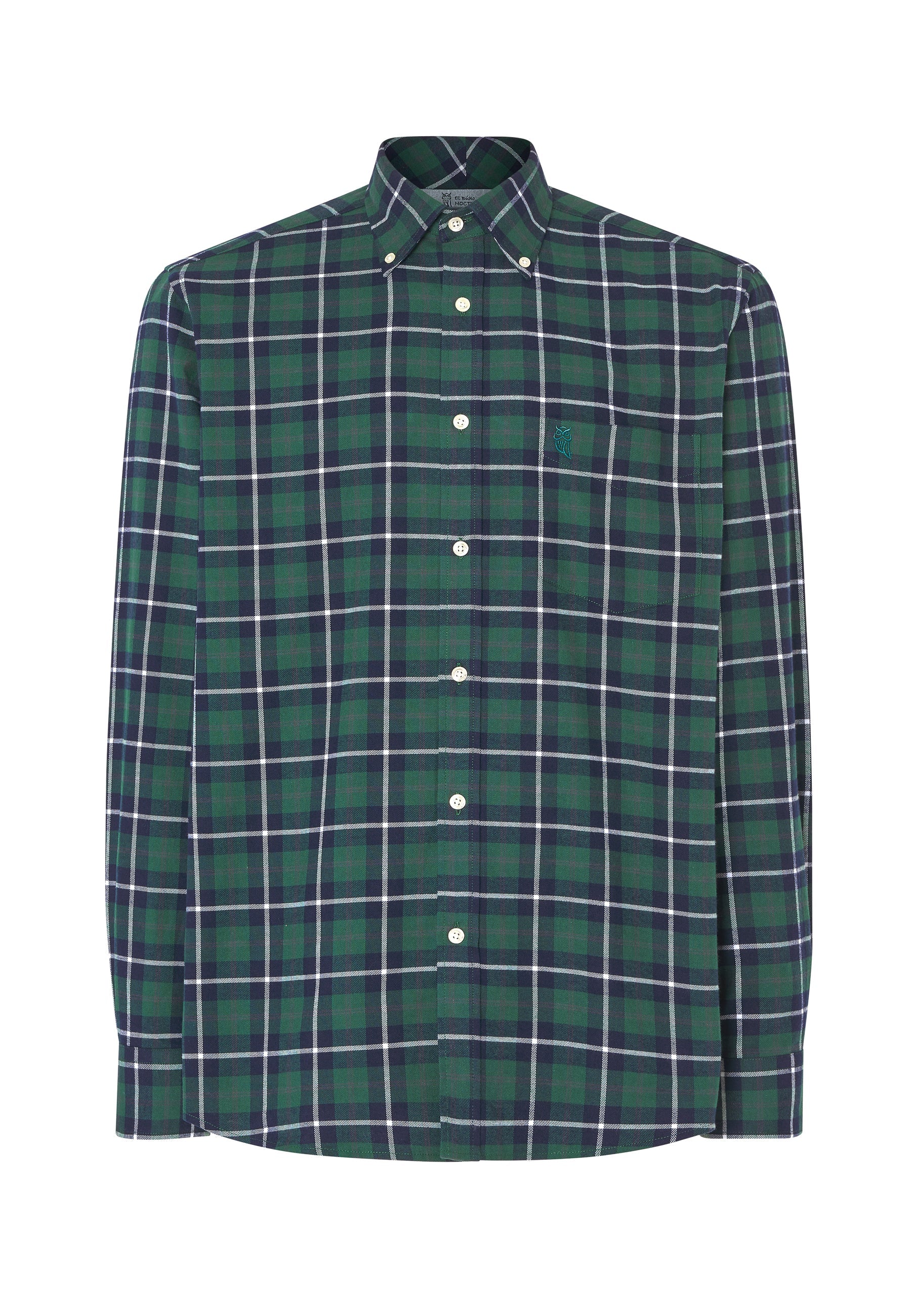 Camisa Hombre Franela Cuadros Algodón Invierno Premium con Bolsillo - Verde 0402_44