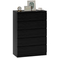 5-Drawer Chest of Drawers with Soft-Close Slides for Bedroom, Black