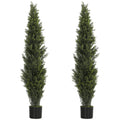 Set of 2 Lifelike 150 cm Cypress Artificial Plants in Weighted Pots, 2035 Leaves
