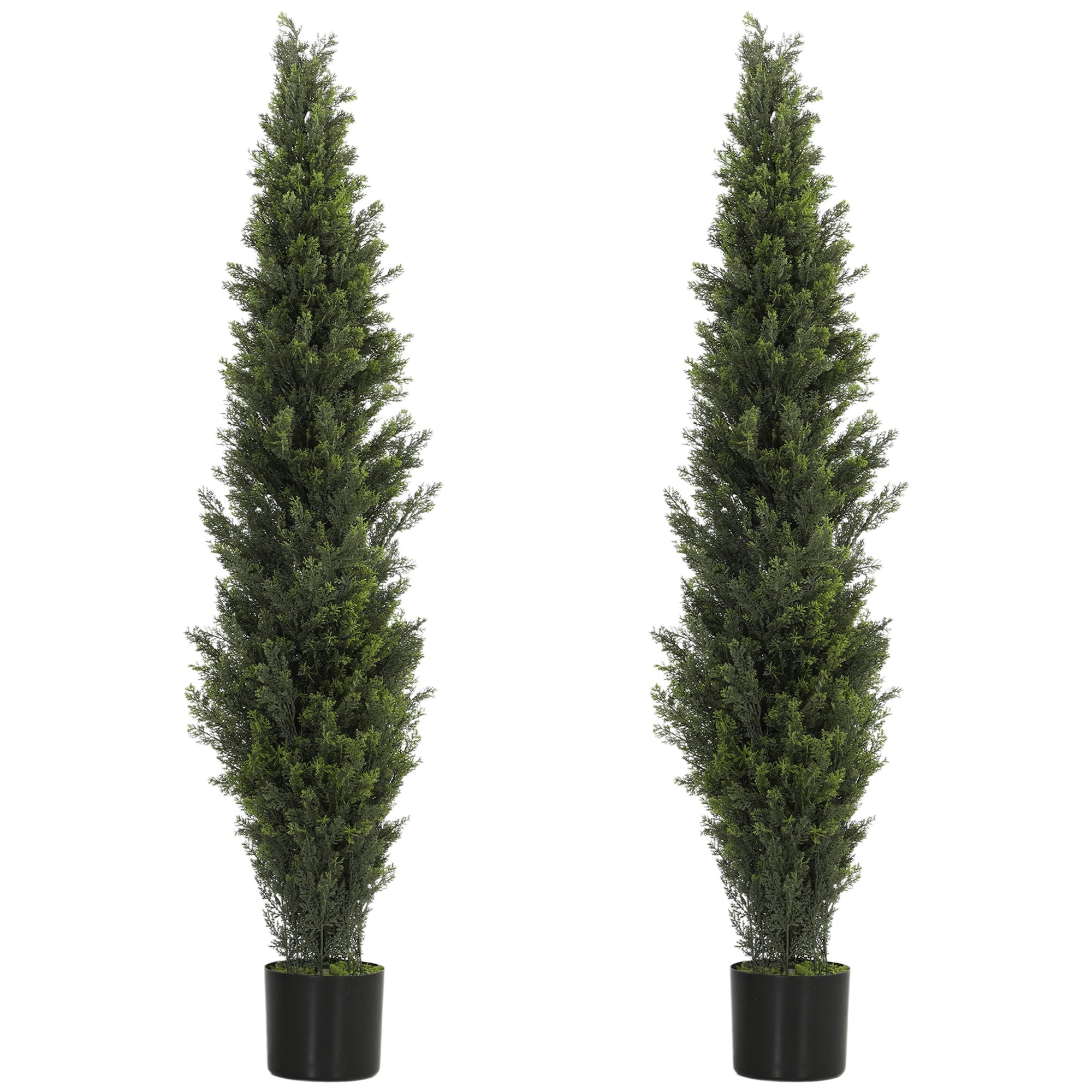 Set of 2 Lifelike 150 cm Cypress Artificial Plants in Weighted Pots, 2035 Leaves