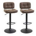 PU Leather Bar Stools Set of 2, Swivel Counter Height Barstools with Adjustable Height, Brown and Black