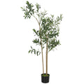 148 cm Artificial Olive Tree with 553 Silk Leaves in Cement Pot for Home, Office