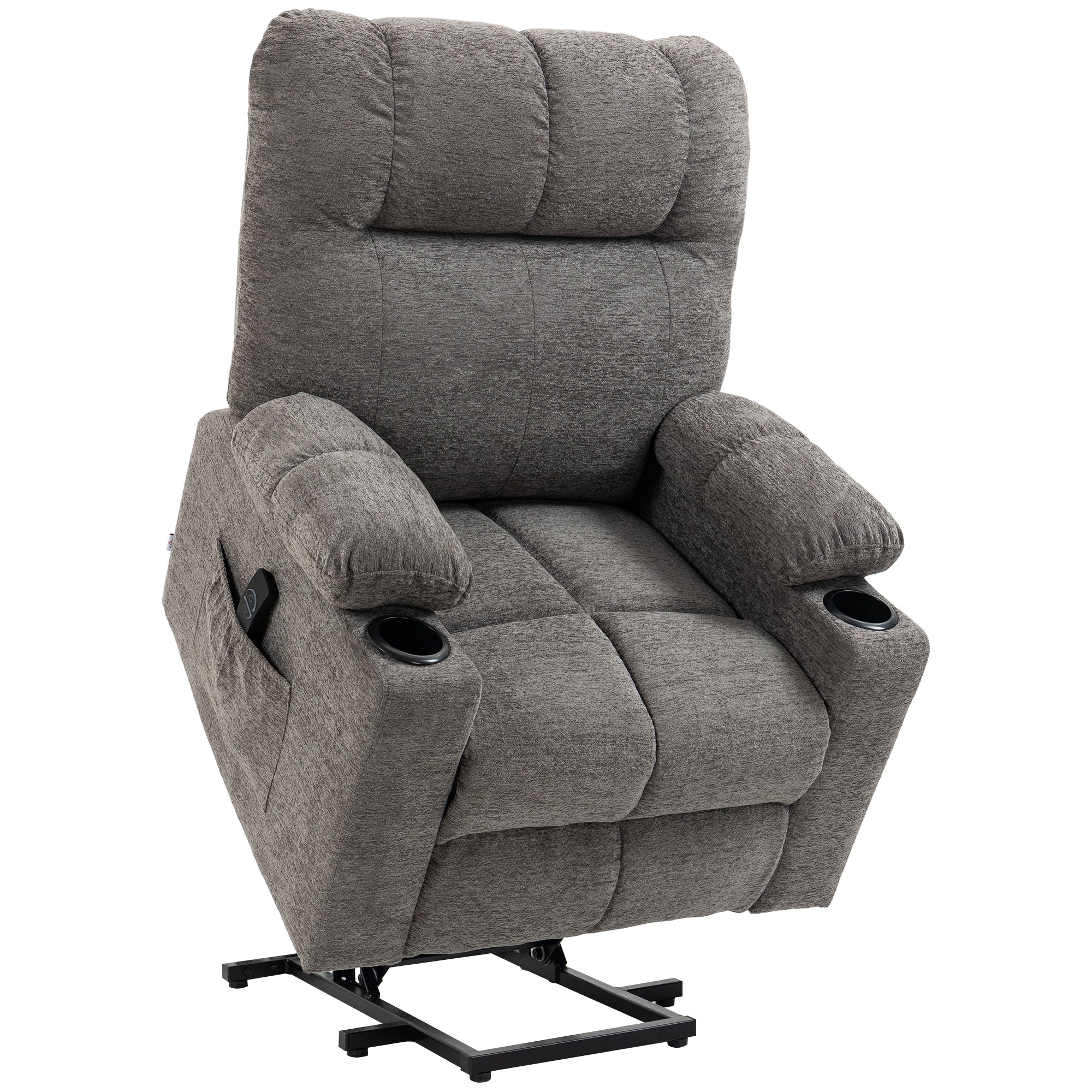 Velvet-touch Fabric Recliner Power Lift Chair w/ 135° Reclining Back, Grey
