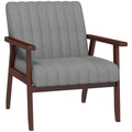 Fabric Accent Chair, Modern Tufted Armchair  Upholstered Lounge Chair with Wood Legs, Grey