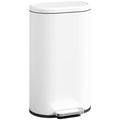 30L Kitchen Bin with 90° Stay-Open Lid, Slim Rectangular Pedal Bin with Soft-Close Lid, Removable Inner Bucket for Home Office, Fingerprint-Resistant, White