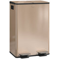 Dual Kitchen Bin, 2 x 28L Stainless Steel Double Rubbish Bin with Soft Close Lid, Gold Tone
