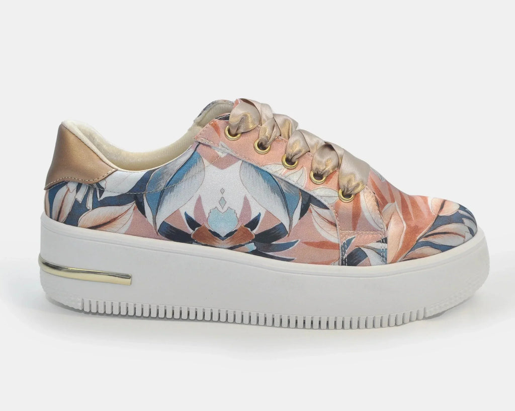 Zapatillas Urbanas de Mujer Hojas Crema - Moda Sostenible Cuero Vegano | CHULA Tulum