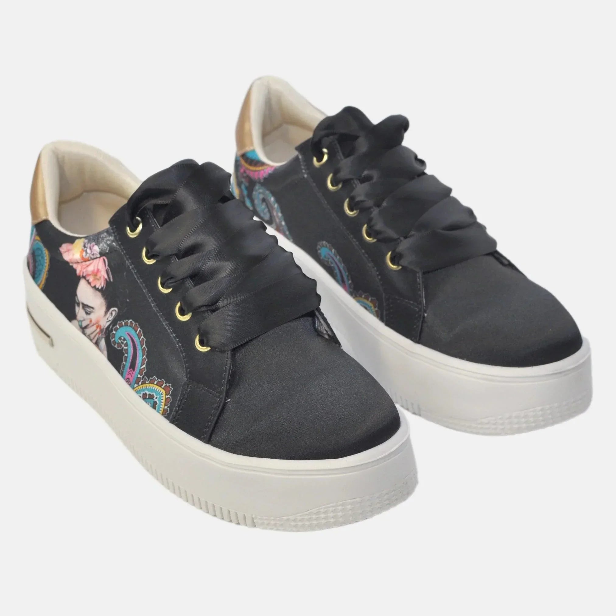 Zapatillas Urbanas de Mujer Frida Kahlo Multicolor - Cuero Vegano  | CHULA Tulum