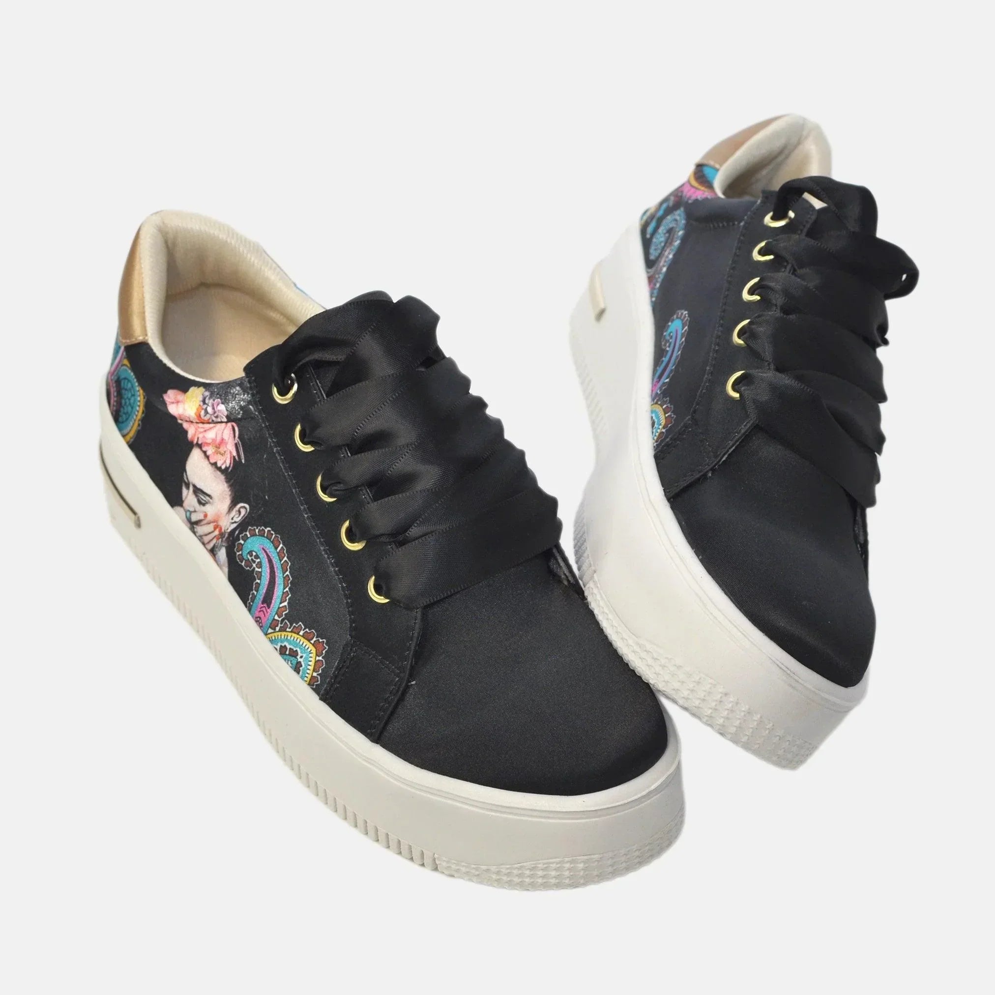Zapatillas Urbanas de Mujer Frida Kahlo Multicolor - Cuero Vegano  | CHULA Tulum