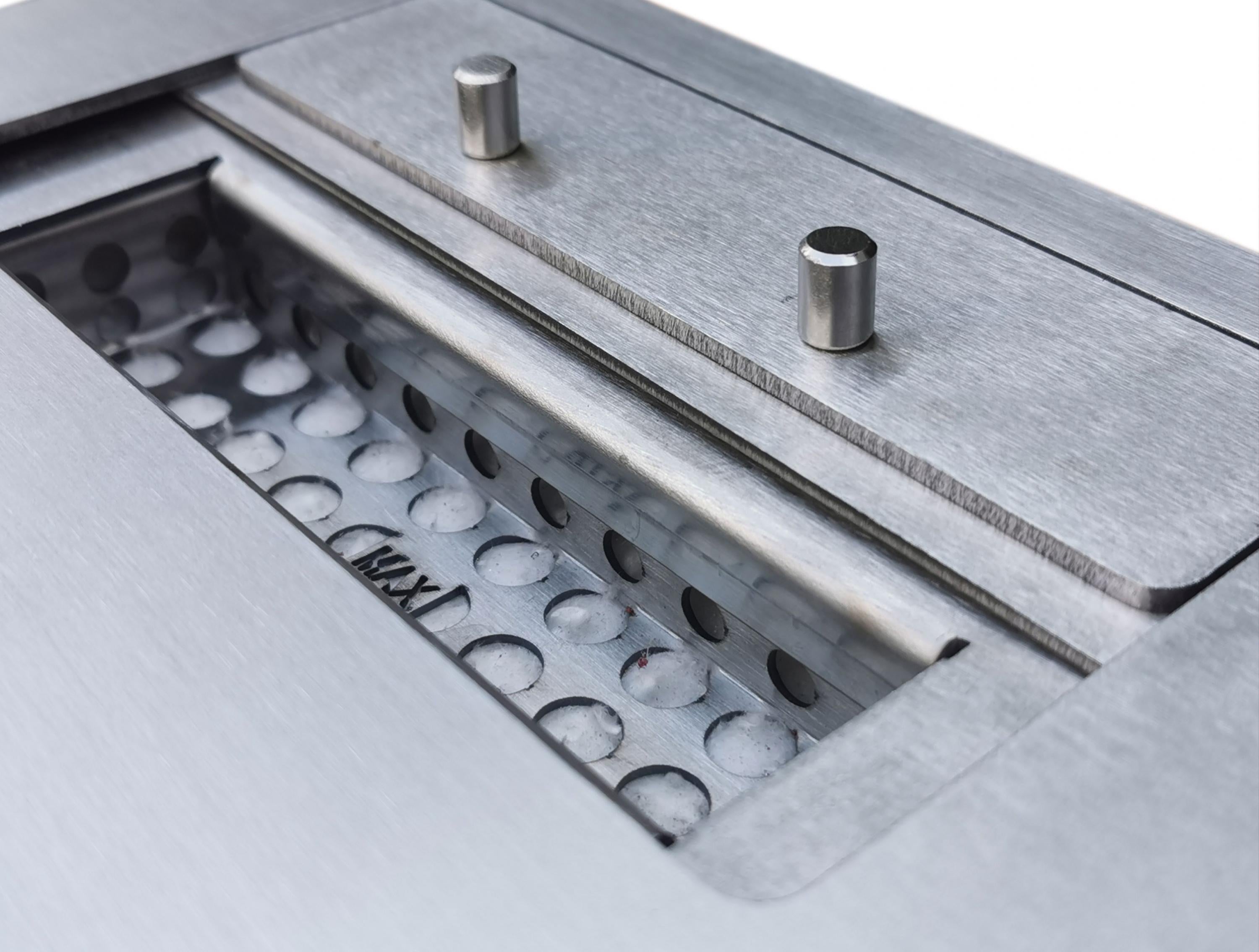 Biochimenea mural Panorámica en acero inoxidable con 3 quemadores