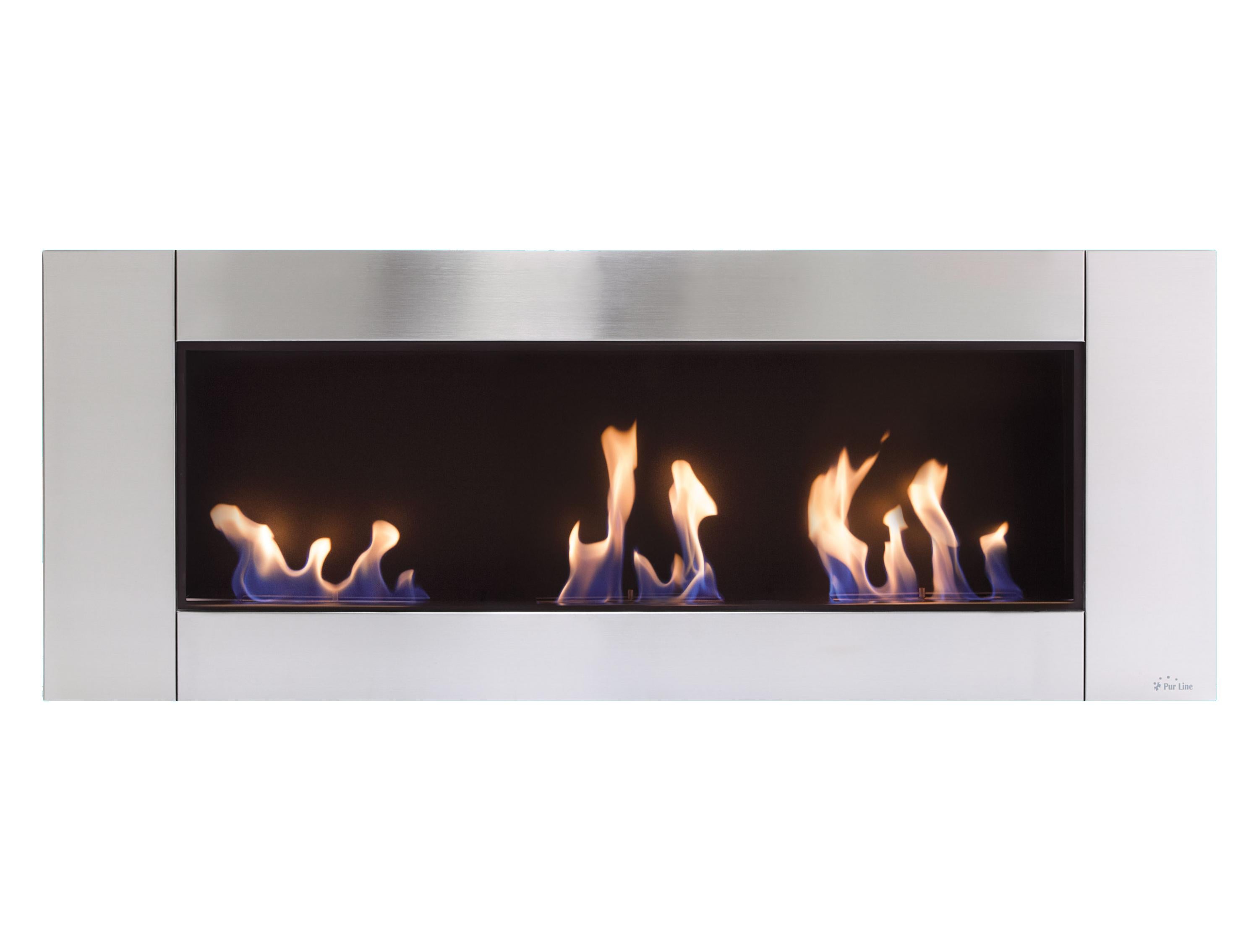 Biochimenea mural Panorámica en acero inoxidable con 3 quemadores