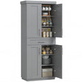 72" Kitchen Pantry Cabinet with 4 Doors, Drawer & 3 Adjustable Shelves, Gray