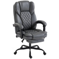 High-Back Executive PU Office Chair with Recline, 360° Swivel & Footrest, Grey