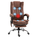 Microfibre Office Chair with Massage and Heat, Reclining Back & Footrest, Brown