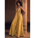Yellow Russian Jacquard Jumpsuit By KYNAH, Luxury Indian Fashion & Bridal Wear